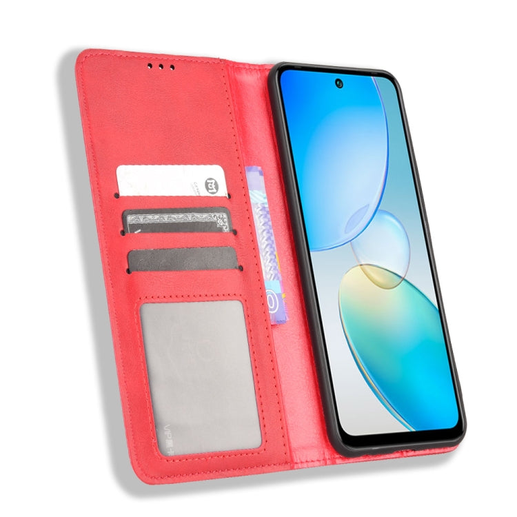 For Infinix Hot 12 Magnetic Buckle Retro Texture Leather Phone Case