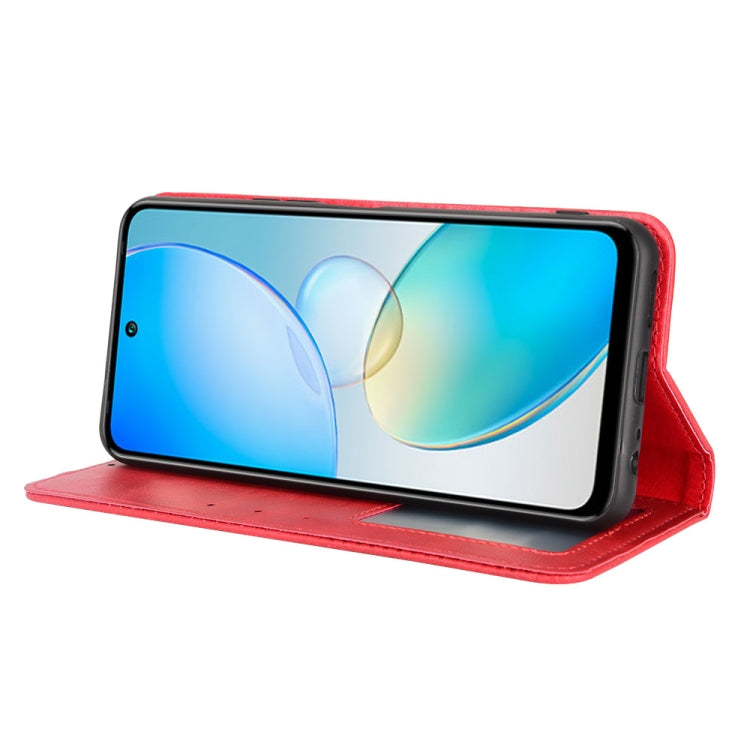 For Infinix Hot 12 Magnetic Buckle Retro Texture Leather Phone Case