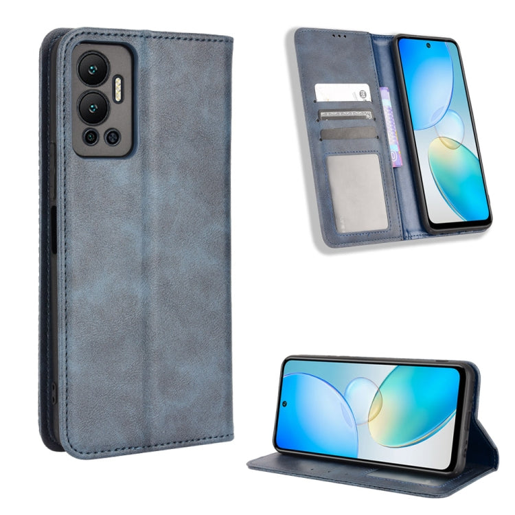 For Infinix Hot 12 Magnetic Buckle Retro Texture Leather Phone Case