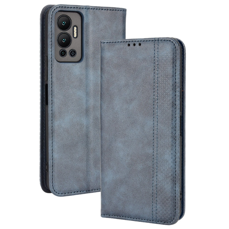 For Infinix Hot 12 Magnetic Buckle Retro Texture Leather Phone Case