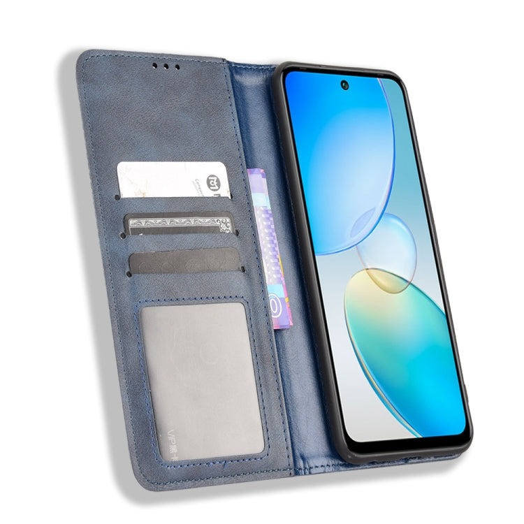 For Infinix Hot 12 Magnetic Buckle Retro Texture Leather Phone Case