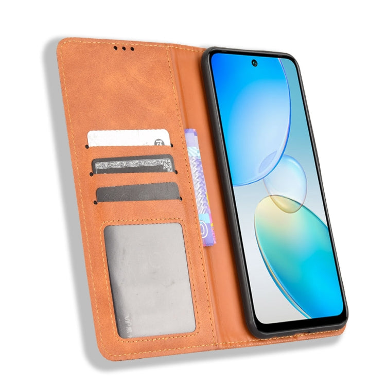 For Infinix Hot 12 Magnetic Buckle Retro Texture Leather Phone Case