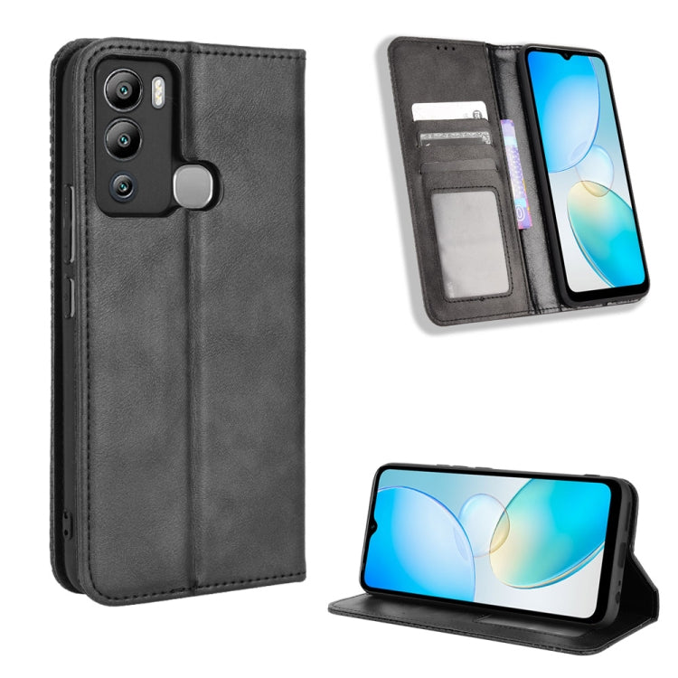 For Infinix Hot 12i Magnetic Buckle Retro Texture Leather Phone Case