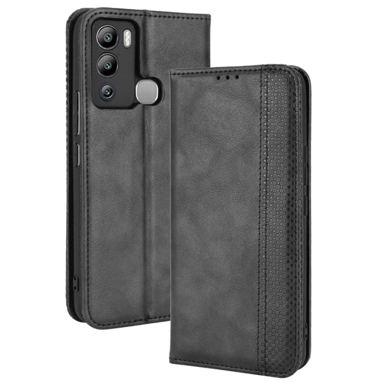For Infinix Hot 12i Magnetic Buckle Retro Texture Leather Phone Case
