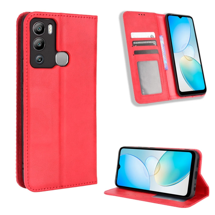 For Infinix Hot 12i Magnetic Buckle Retro Texture Leather Phone Case