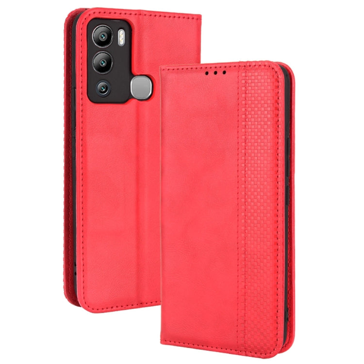 For Infinix Hot 12i Magnetic Buckle Retro Texture Leather Phone Case