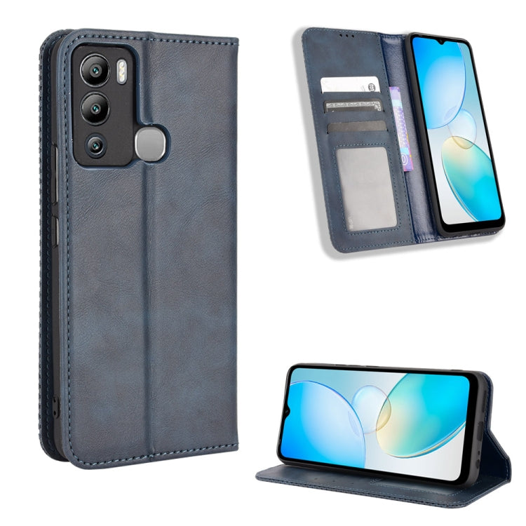 For Infinix Hot 12i Magnetic Buckle Retro Texture Leather Phone Case