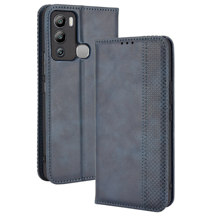For Infinix Hot 12i Magnetic Buckle Retro Texture Leather Phone Case