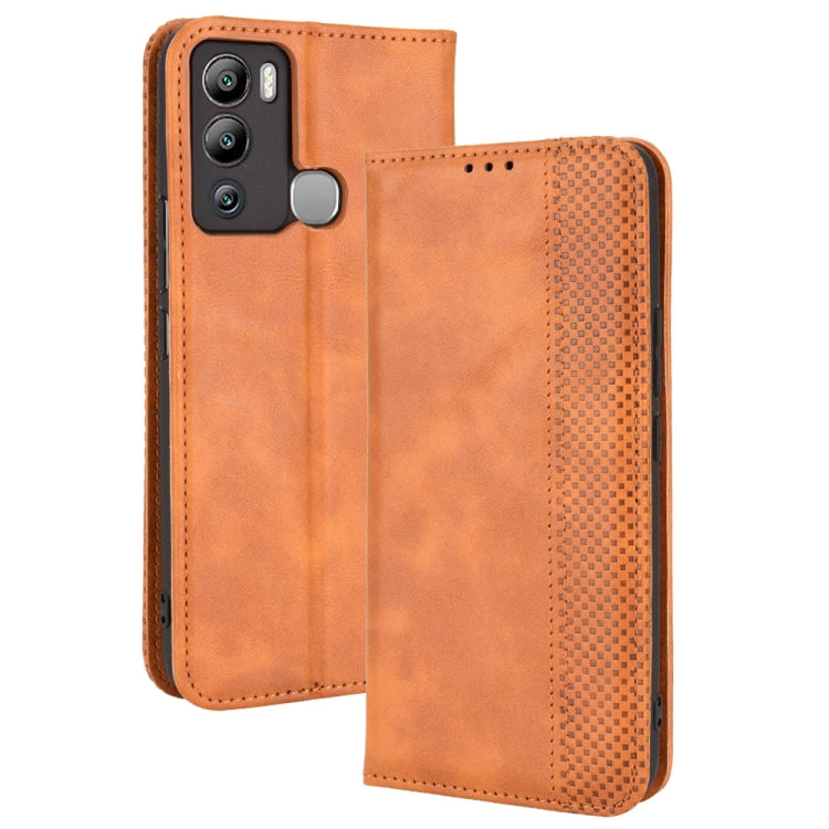 For Infinix Hot 12i Magnetic Buckle Retro Texture Leather Phone Case