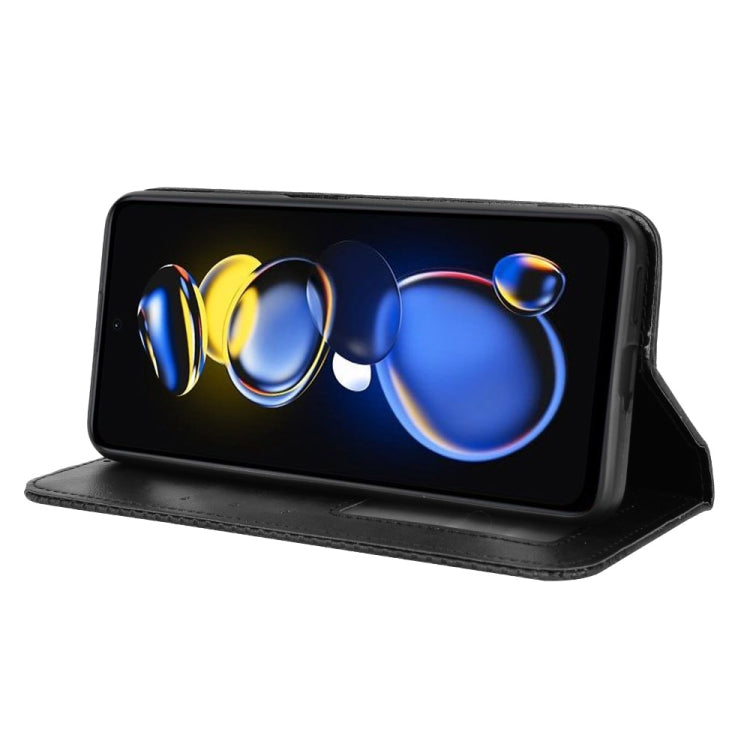 For Xiaomi Redmi Note 11T Pro 5G Magnetic Buckle Retro Texture Leather Phone Case