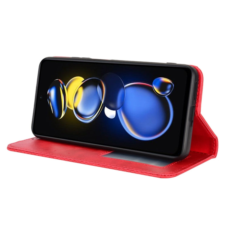 For Xiaomi Redmi Note 11T Pro 5G Magnetic Buckle Retro Texture Leather Phone Case