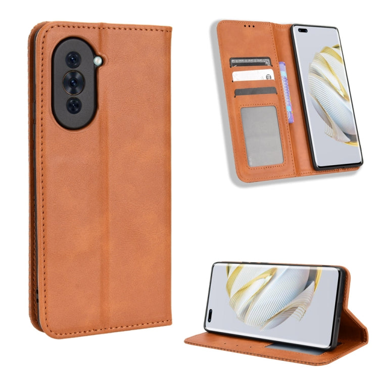 For Huawei nova 10 Magnetic Buckle Retro Texture Leather Phone Case