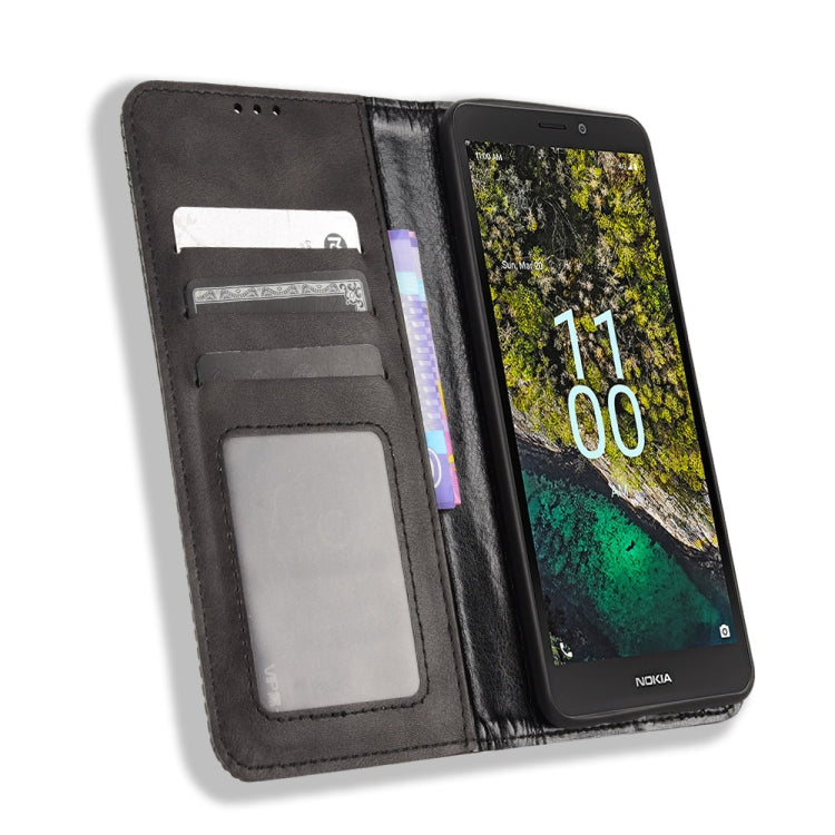 For Nokia C100 Magnetic Buckle Retro Texture Leather Phone Case