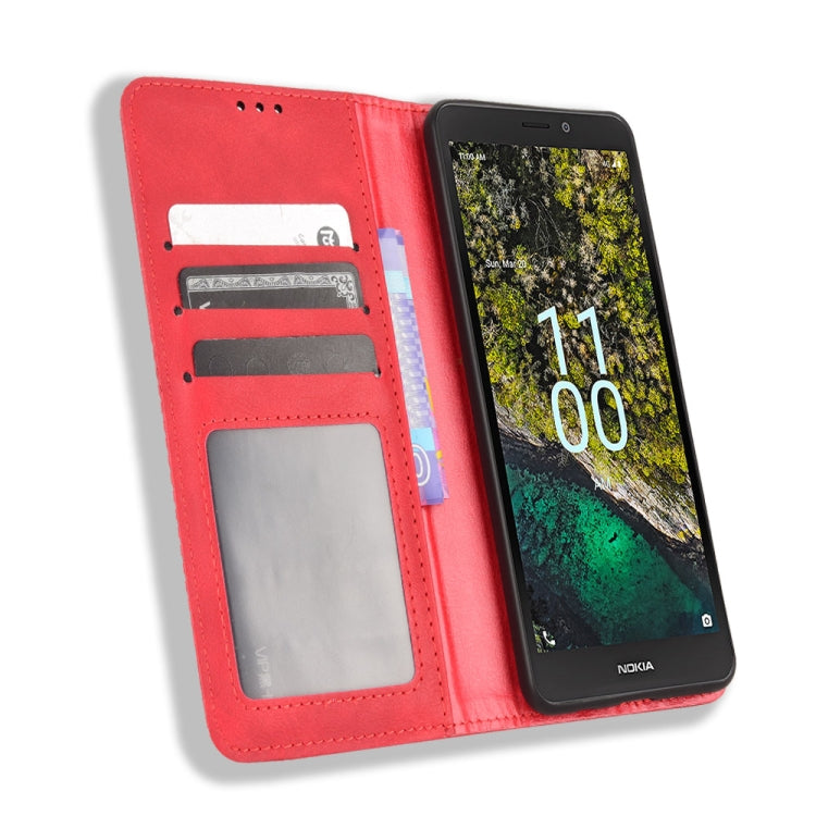 For Nokia C100 Magnetic Buckle Retro Texture Leather Phone Case