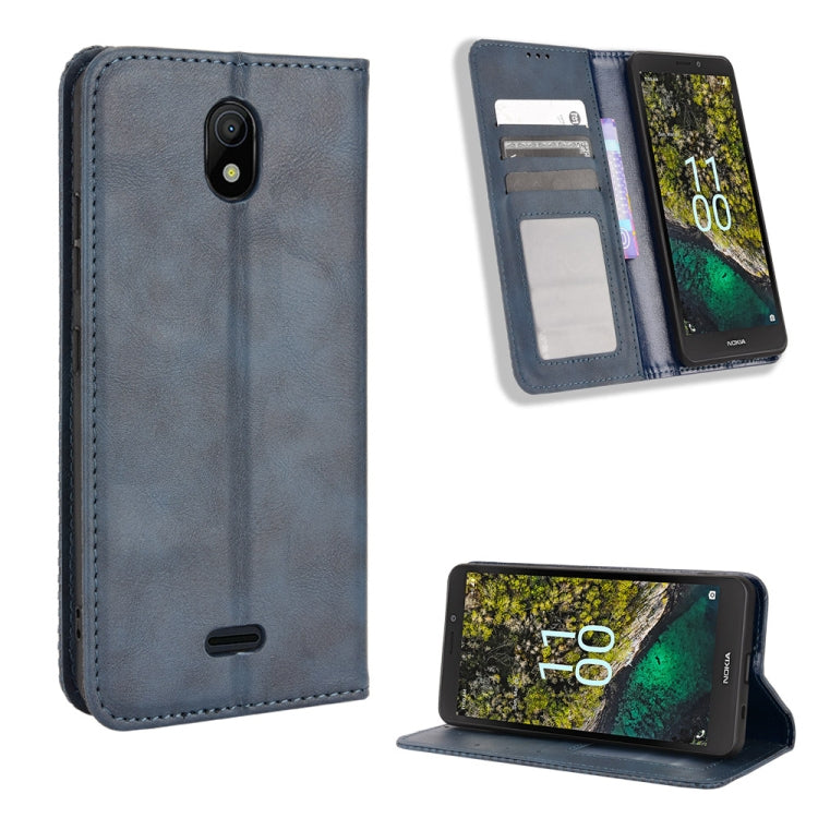 For Nokia C100 Magnetic Buckle Retro Texture Leather Phone Case