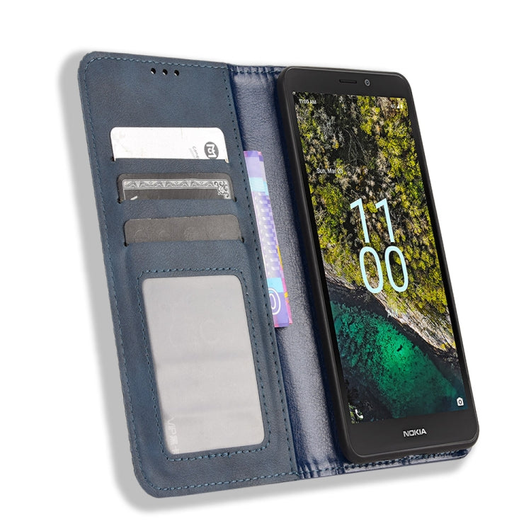For Nokia C100 Magnetic Buckle Retro Texture Leather Phone Case