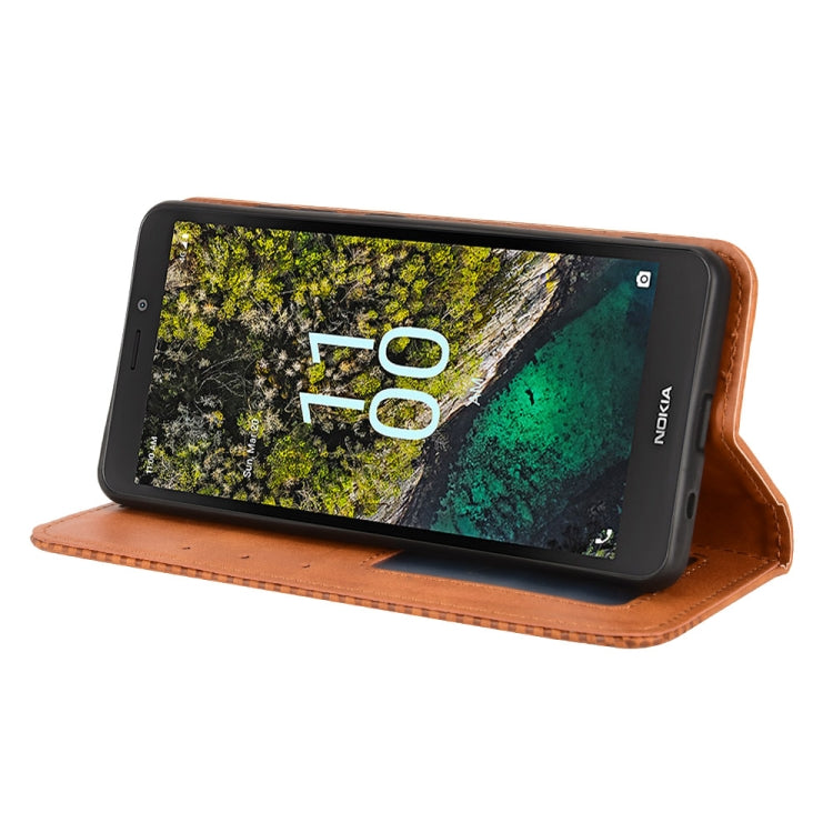 For Nokia C100 Magnetic Buckle Retro Texture Leather Phone Case