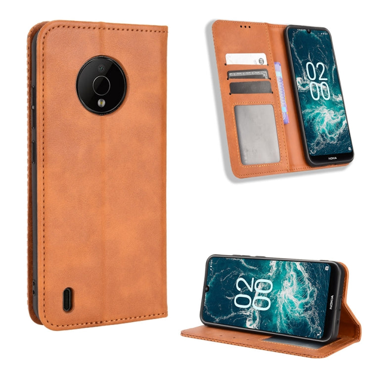 For Nokia C200 Magnetic Buckle Retro Texture Leather Phone Case