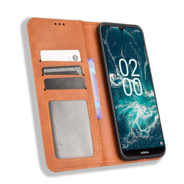 For Nokia C200 Magnetic Buckle Retro Texture Leather Phone Case