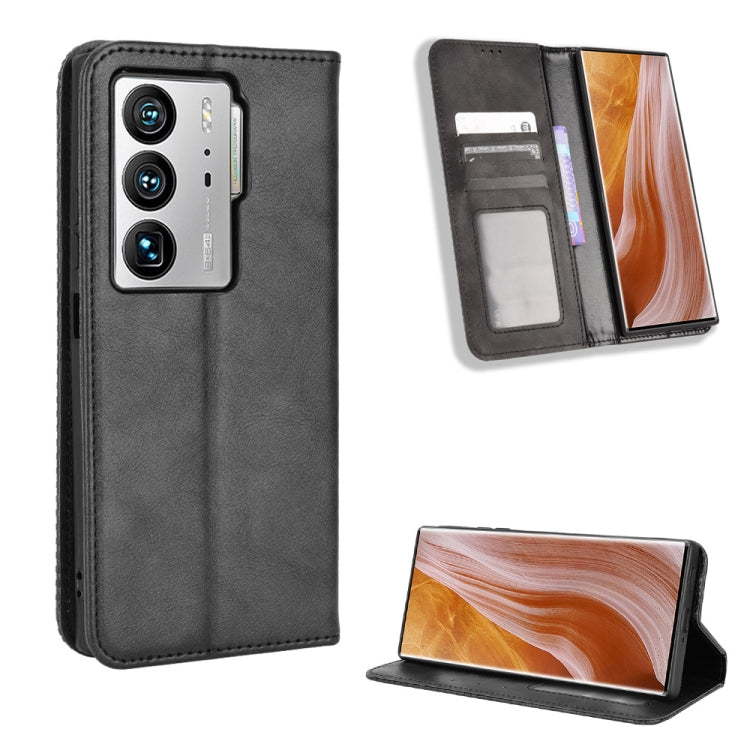 For ZTE Axon 40 Ultra Magnetic Buckle Retro Texture Leather Phone Case
