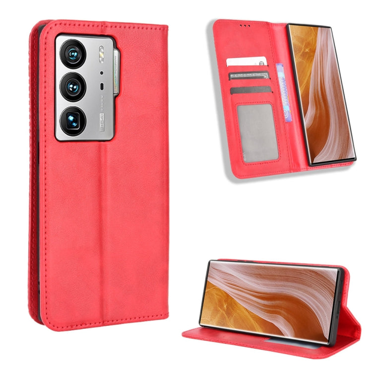 For ZTE Axon 40 Ultra Magnetic Buckle Retro Texture Leather Phone Case