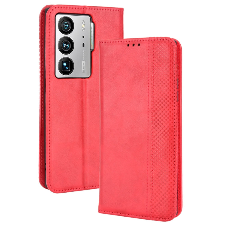 For ZTE Axon 40 Ultra Magnetic Buckle Retro Texture Leather Phone Case
