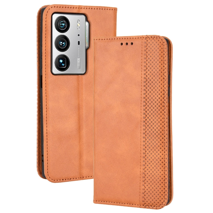 For ZTE Axon 40 Ultra Magnetic Buckle Retro Texture Leather Phone Case