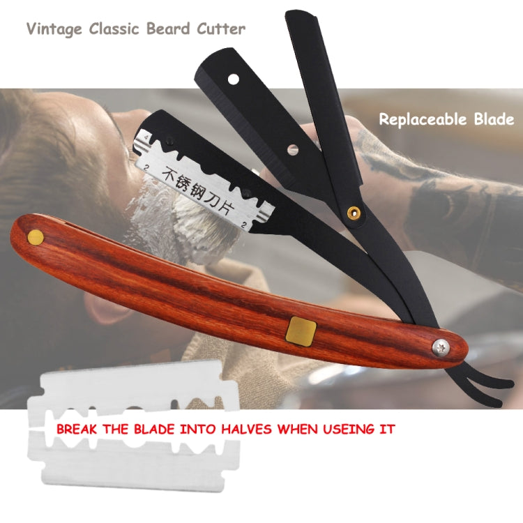 H-12 Men Replaceable Blade Stainless Steel Straight Folding Edge Shaving Razor(Long Black Blade Holder)