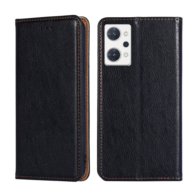 For OPPO Reno7 A JP Version Gloss Oil Solid Color Magnetic Flip Leather Phone Case