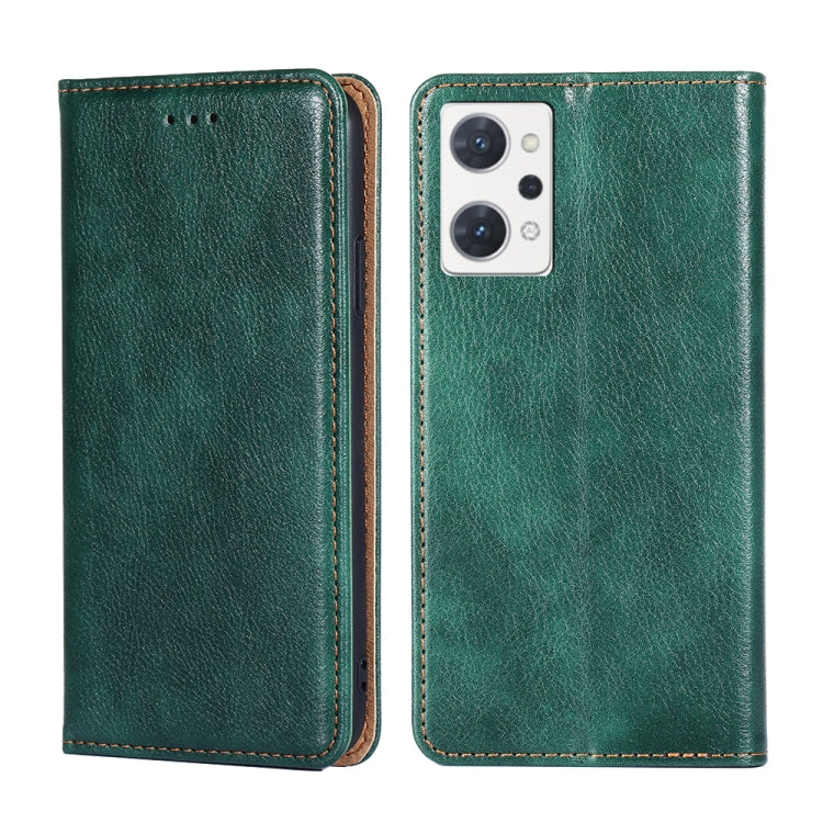 For OPPO Reno7 A JP Version Gloss Oil Solid Color Magnetic Flip Leather Phone Case