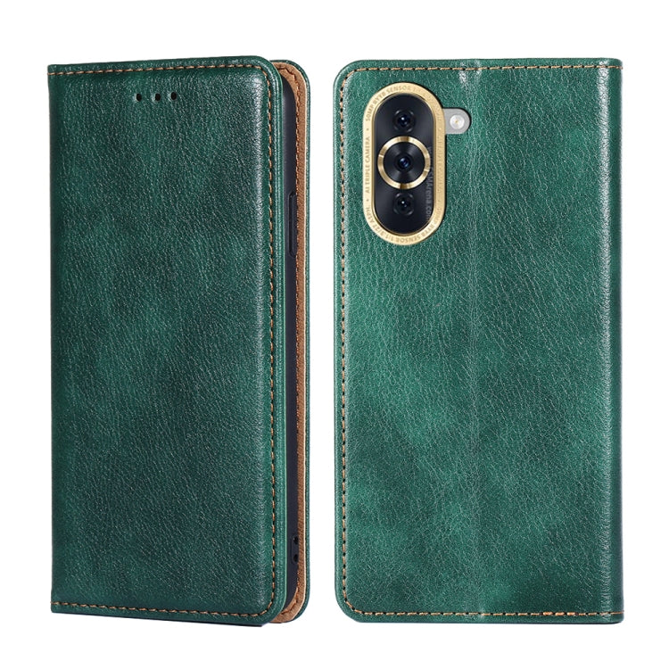For Huawei nova 10 Gloss Oil Solid Color Magnetic Flip Leather Phone Case