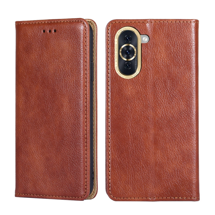 For Huawei nova 10 Gloss Oil Solid Color Magnetic Flip Leather Phone Case