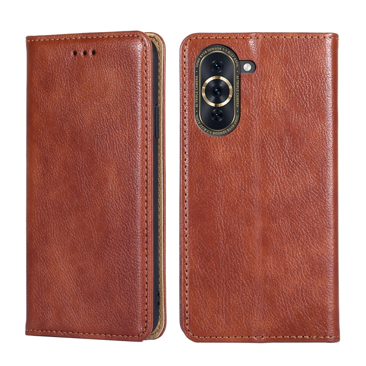 For Huawei nova 10 Pro Gloss Oil Solid Color Magnetic Flip Leather Phone Case