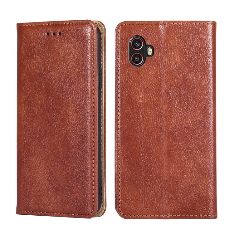 For Samsung Galaxy Xcover6 Pro / Xcover Pro 2 Gloss Oil Solid Color Magnetic Flip Leather Phone Case