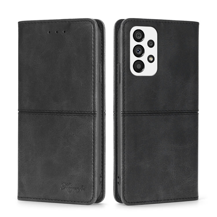 For Samsung Galaxy A73 5G Cow Texture Magnetic Horizontal Flip Leather Phone Case