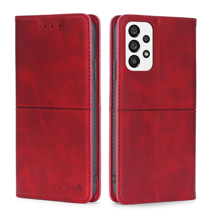 For Samsung Galaxy A73 5G Cow Texture Magnetic Horizontal Flip Leather Phone Case