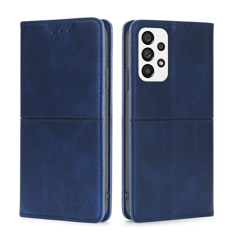 For Samsung Galaxy A73 5G Cow Texture Magnetic Horizontal Flip Leather Phone Case