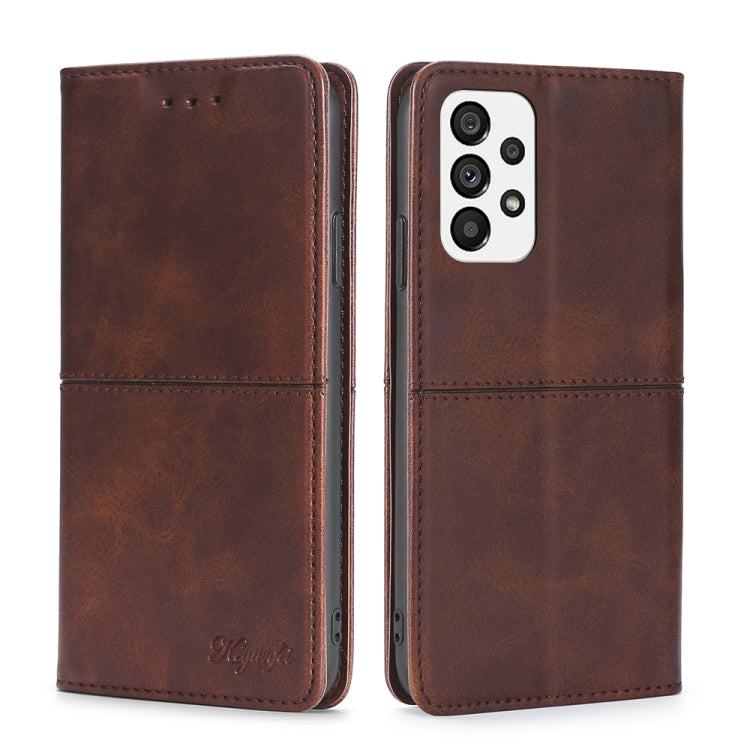 For Samsung Galaxy A73 5G Cow Texture Magnetic Horizontal Flip Leather Phone Case