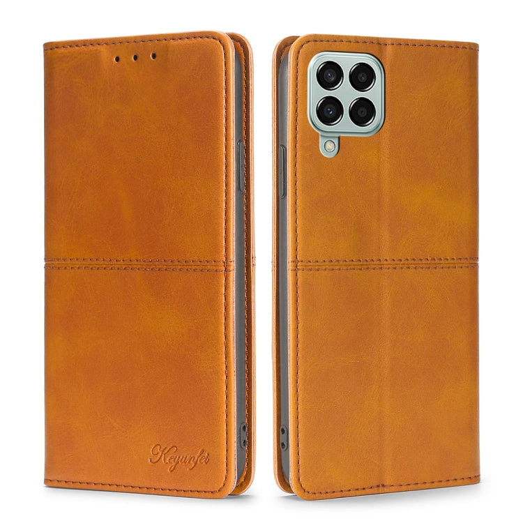 For Samsung Galaxy M33 5G Cow Texture Magnetic Horizontal Flip Leather Phone Case
