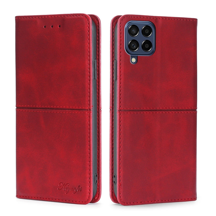 For Samsung Galaxy M53 5G Cow Texture Magnetic Horizontal Flip Leather Phone Case