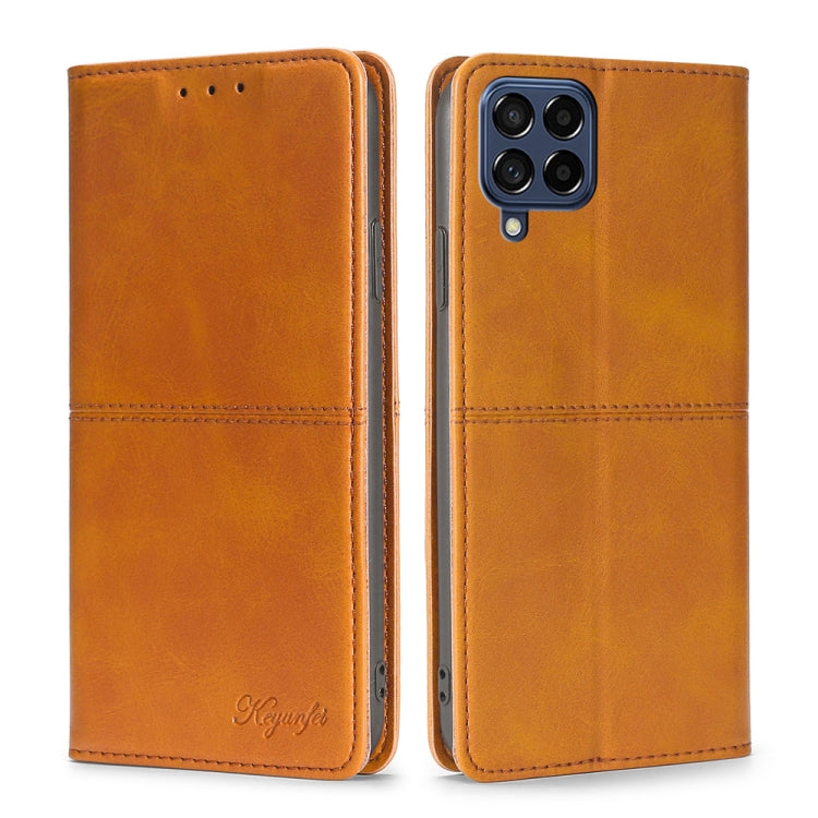 For Samsung Galaxy M53 5G Cow Texture Magnetic Horizontal Flip Leather Phone Case