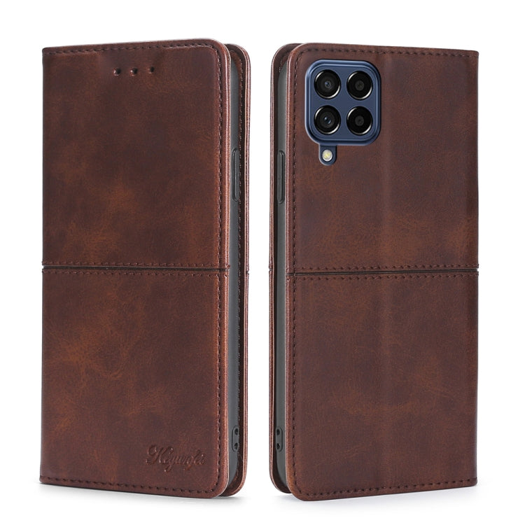 For Samsung Galaxy M53 5G Cow Texture Magnetic Horizontal Flip Leather Phone Case