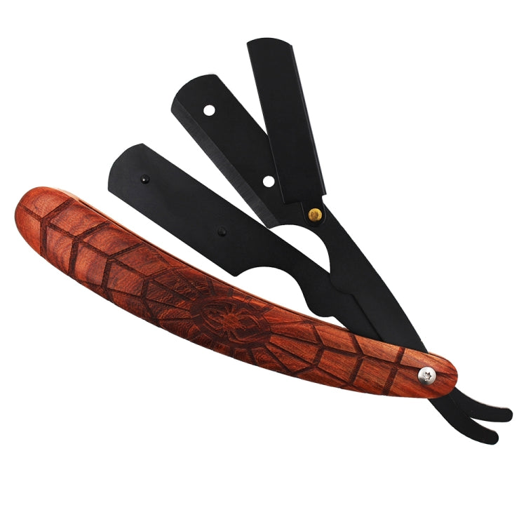 H-13 Men Replaceable Blade Stainless Steel Straight Folding Edge Shaving Razor(Spider Black Blade Holder)