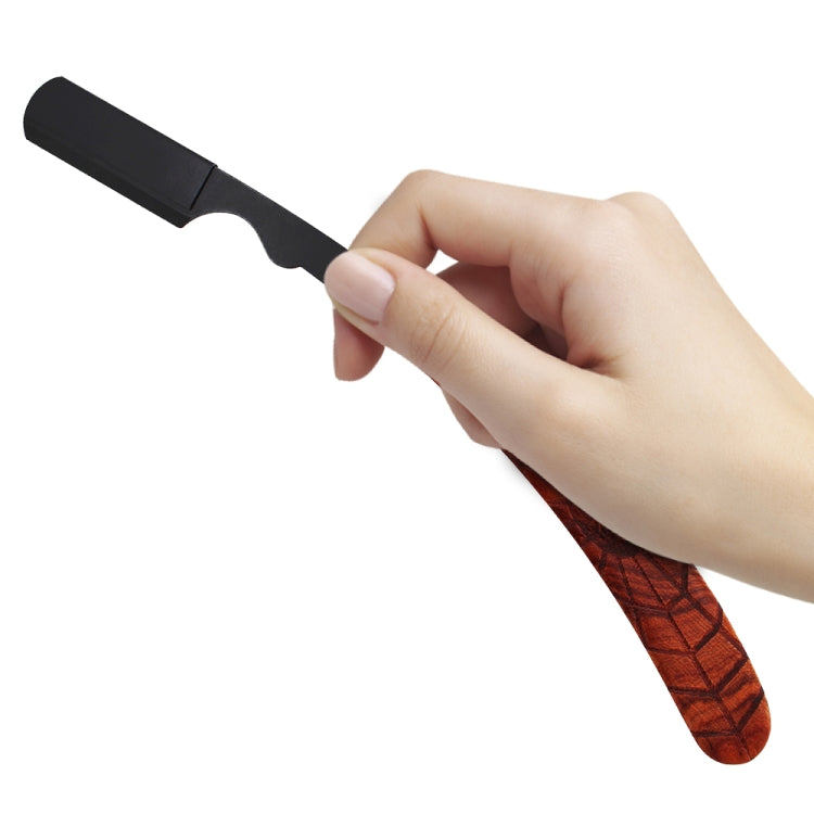 H-13 Men Replaceable Blade Stainless Steel Straight Folding Edge Shaving Razor(Spider Black Blade Holder)