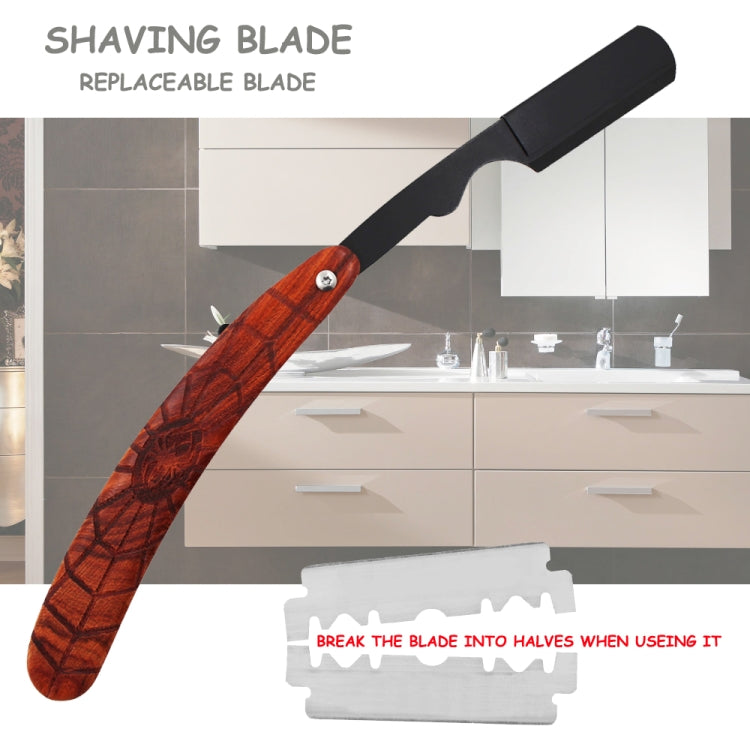 H-13 Men Replaceable Blade Stainless Steel Straight Folding Edge Shaving Razor(Spider Black Blade Holder)