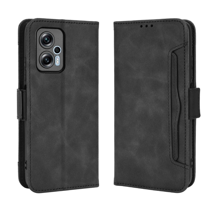 For Xiaomi Redmi Note 11T Pro 5G Skin Feel Calf Texture Card Slots Leather Phone Case
