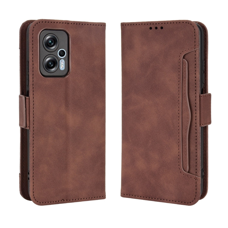 For Xiaomi Redmi Note 11T Pro 5G Skin Feel Calf Texture Card Slots Leather Phone Case