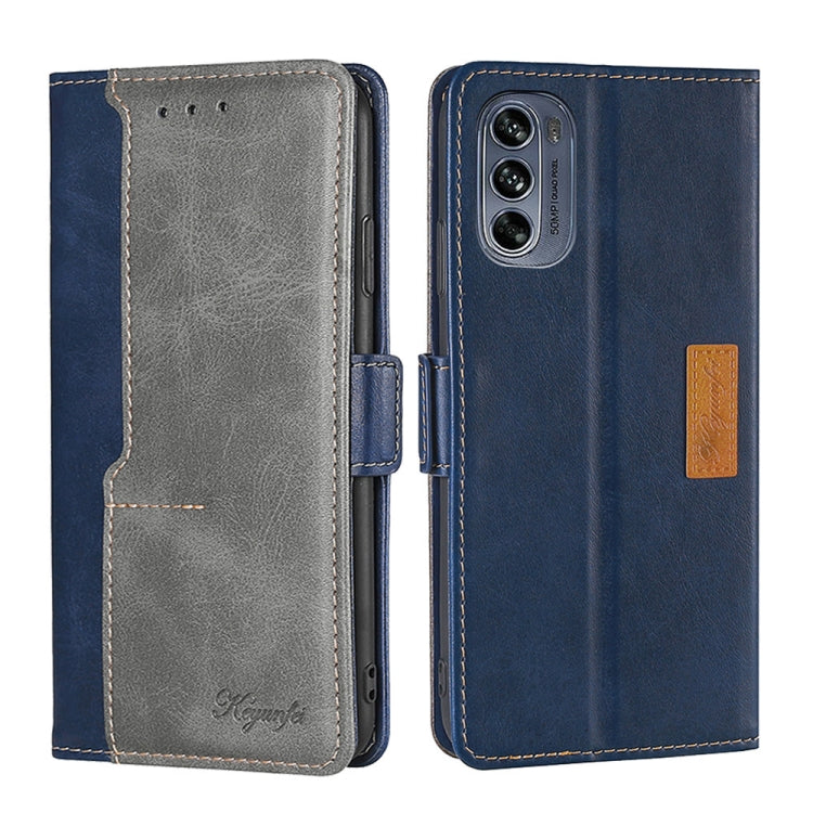 For Motorola Moto G62 5G Contrast Color Side Buckle Leather Phone Case
