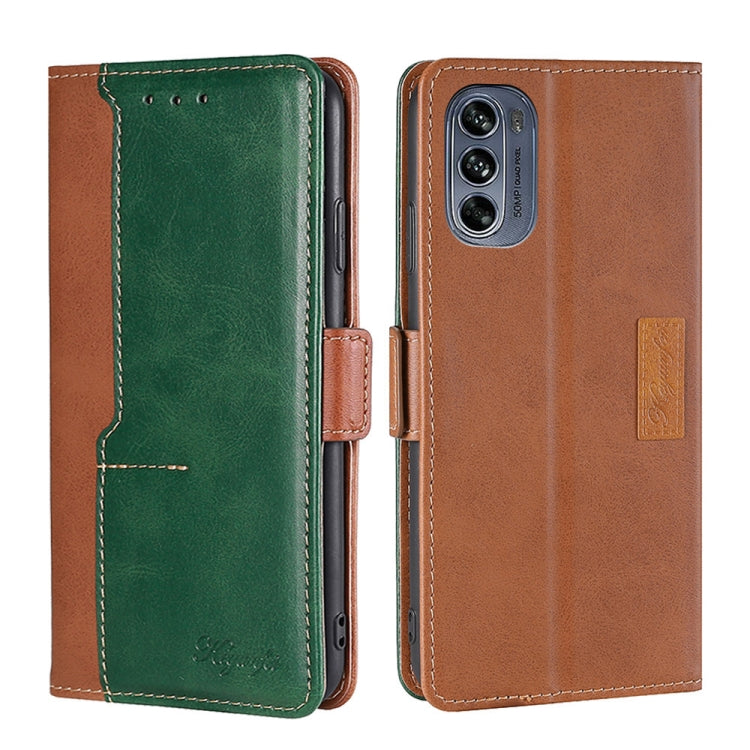 For Motorola Moto G62 5G Contrast Color Side Buckle Leather Phone Case