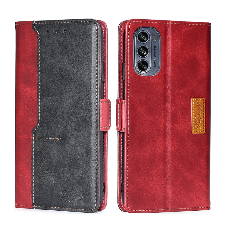 For Motorola Moto G62 5G Contrast Color Side Buckle Leather Phone Case
